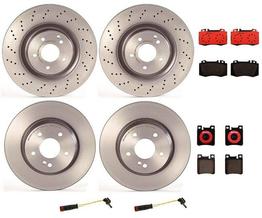 Mercedes Brakes Kit - Pads & Rotors Front and Rear (345mm/300mm) (Ceramic) 210423081264 - Brembo 1594125KIT
